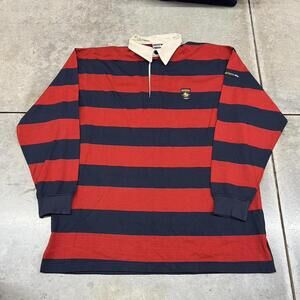 vintage nautica marine denim navy and red rugby polo shirt size xxl
